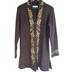 Chicos Brown Long Sweater Zippered